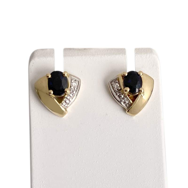 Boucles d'oreilles d'occasion or 750 2 tons diamant saphir - vue 1