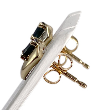 Boucles d'oreilles d'occasion or 750 2 tons diamant saphir