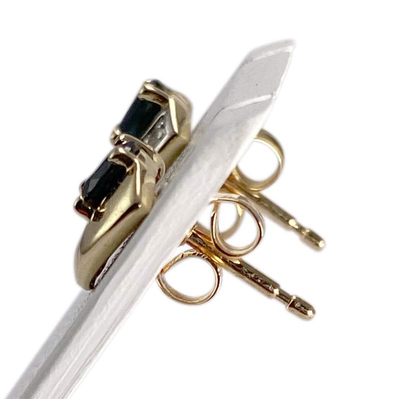 Boucles d'oreilles d'occasion or 750 2 tons diamant saphir - vue 2