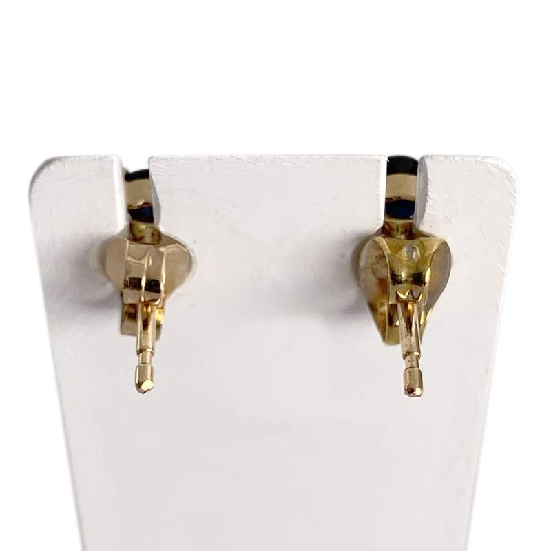 Boucles d'oreilles d'occasion or 750 2 tons diamant saphir - vue 3