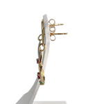 Boucles d'oreilles d'occasion or 750 2 tons rubis emeraude - vue 2
