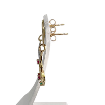 Boucles d'oreilles d'occasion or 750 2 tons rubis emeraude