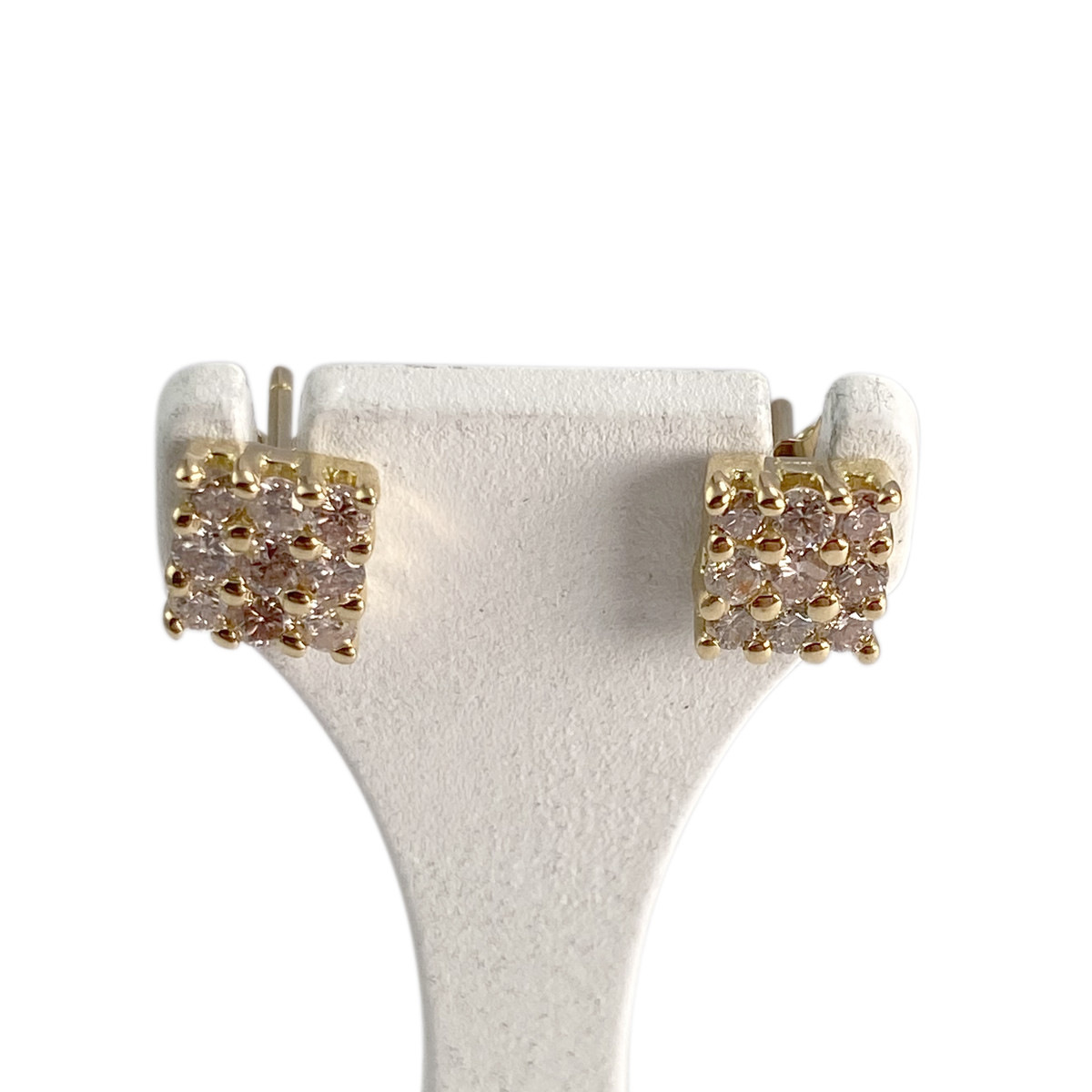 Tweedehands gouden 750 gele diamanten oorbellen