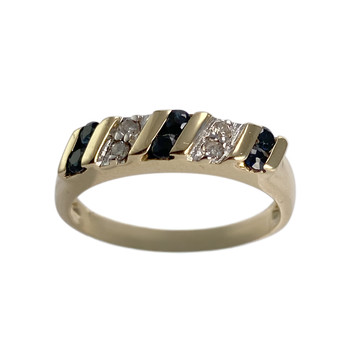 Bague d'occasion or 750 jaune saphir diamant