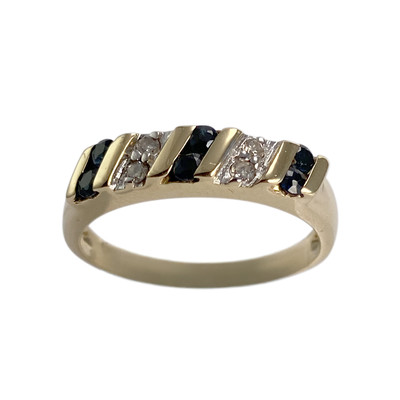 Bague d'occasion or 750 jaune saphir diamant