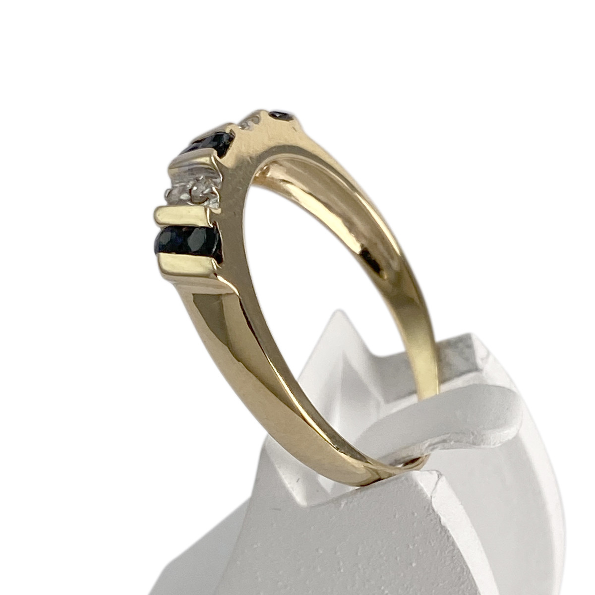 Bague d'occasion or 750 jaune saphir diamant - vue 2