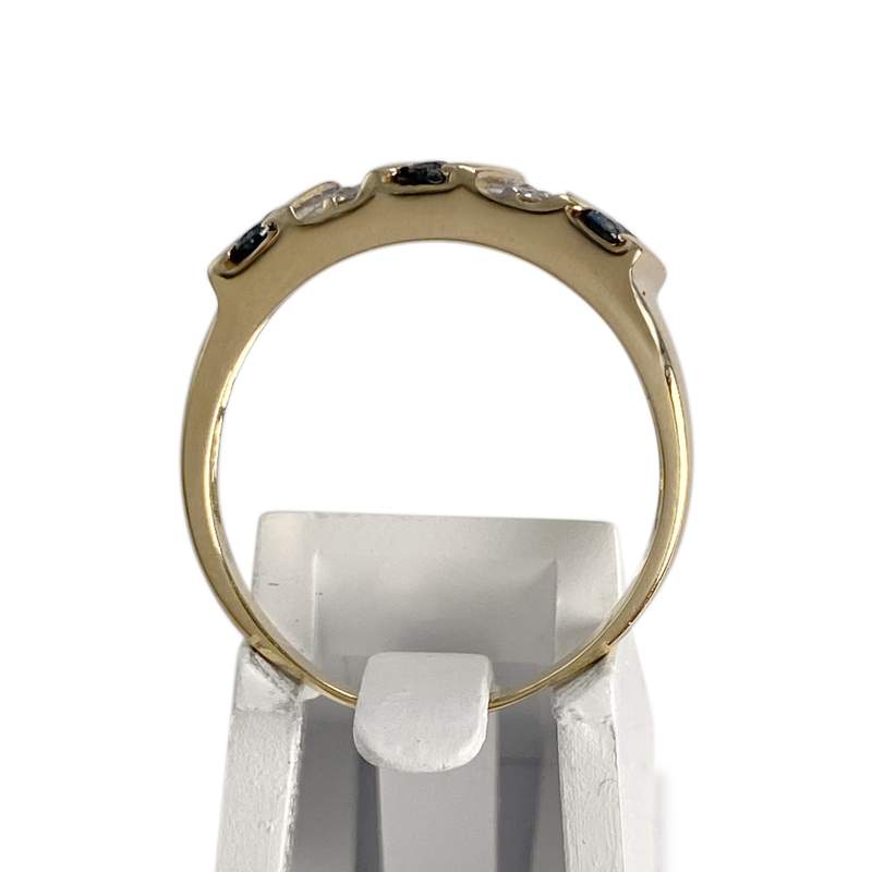 Bague d'occasion or 750 jaune saphir diamant - vue 3