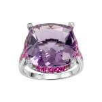 Pre-owned Mauboussin ring in 750 white gold with diamonds, rubies, and amethysts - view 1