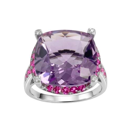 Bague OC mauboussin or 750 blanc diamant rubis amethyste
