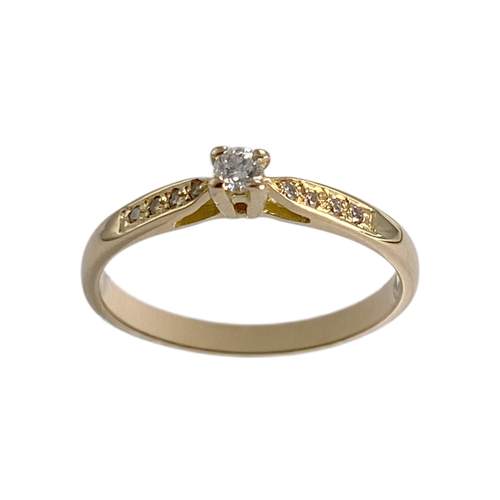 Tweedehands gouden 750 gele diamanten ring