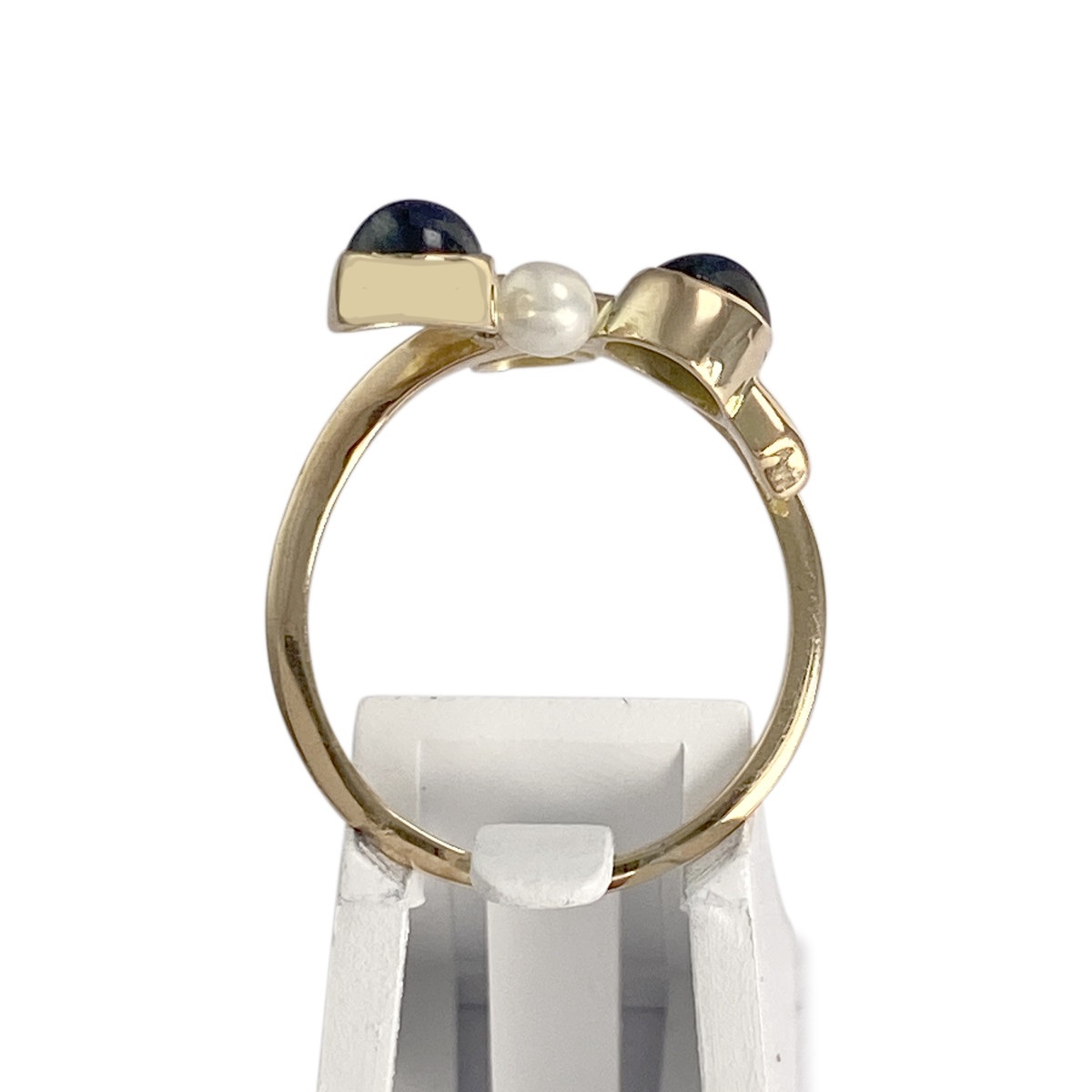 Bague d'occasion or 750 jaune diamant saphir perle de culture - vue 3