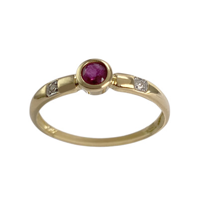 Bague d'occasion or 750 2 tons diamant rubis - vue 1