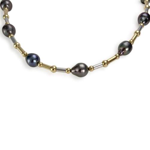 Collier d'occasion or 750 2 tons perle de tahiti