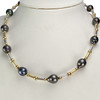 Pre-owned 750 gold two-tone Tahitian pearl necklace - view V2