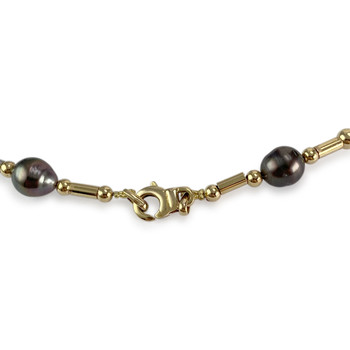 Pre-owned 750 gold two-tone Tahitian pearl necklace