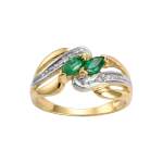 Bague d'occasion or 750 2 tons emeraude diamant - vue 1