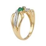 Bague d'occasion or 750 2 tons emeraude diamant - vue 2