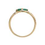 Bague d'occasion or 750 2 tons emeraude diamant - vue 3