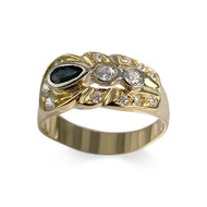 Bague d'occasion or 750 2 tons saphir zirconias