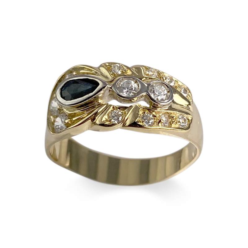 Bague d'occasion or 750 2 tons saphir zirconias - vue 1