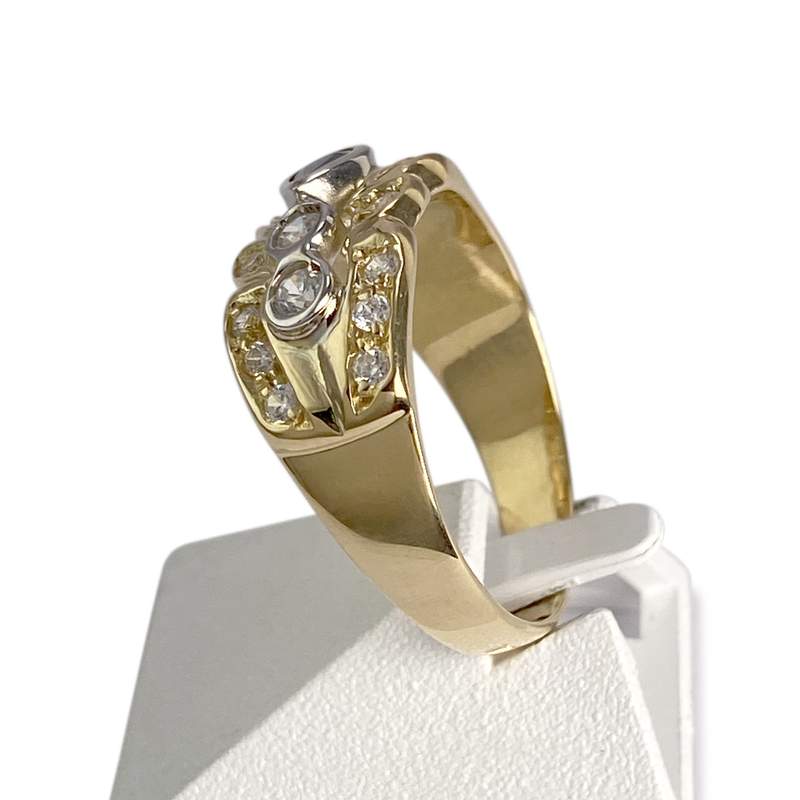 Bague d'occasion or 750 2 tons saphir zirconias - vue 2