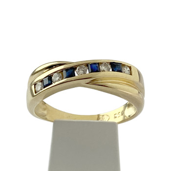 Bague d'occasion or 750 jaune diamant saphir