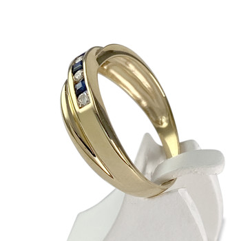 Bague d'occasion or 750 jaune diamant saphir