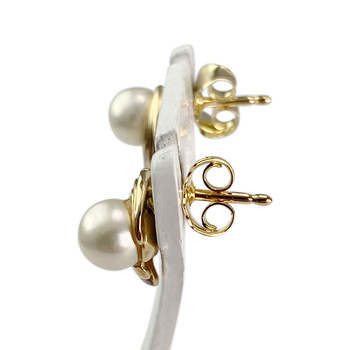 Boucles d'oreilles d'occasion or 750 2 tons diamant perle de culture