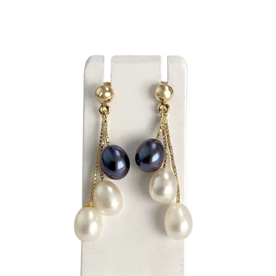 Boucles d'oreilles d'occasion or 750 jaune perle de culture