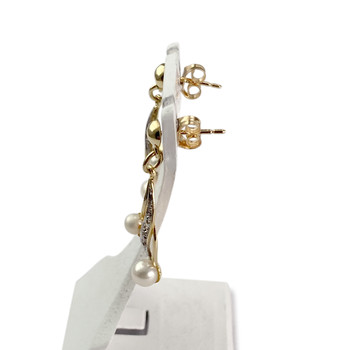 Boucles d'oreilles d'occasion or 750 2 tons perle de culture