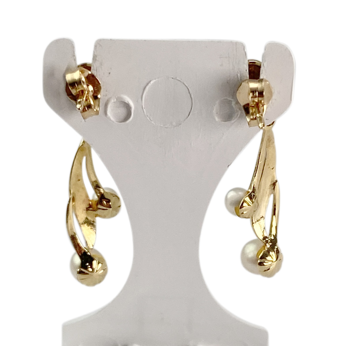 Boucles d'oreilles d'occasion or 750 2 tons perle de culture - vue 3