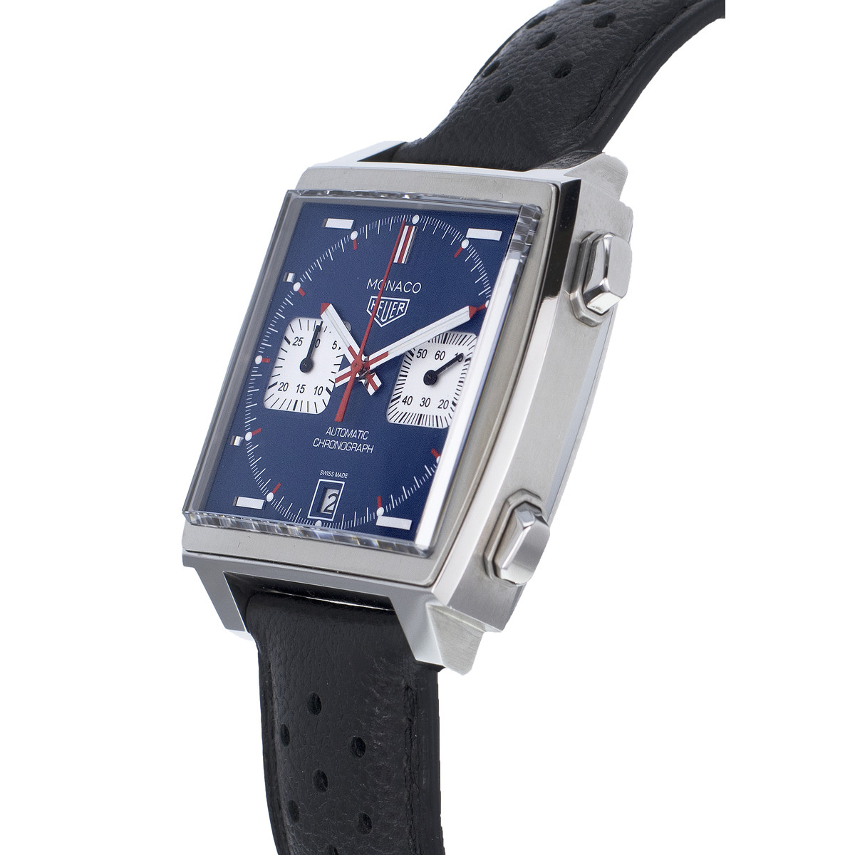 Montre d'occasion TAG HEUER Monaco homme automatique bracelet cuir d'origine - vue D2