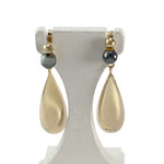 Pre-owned 14K yellow gold earrings with hematite stones - view 1