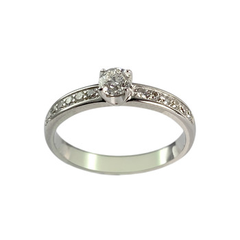 Bague d'occasion or 750 blanc diamants