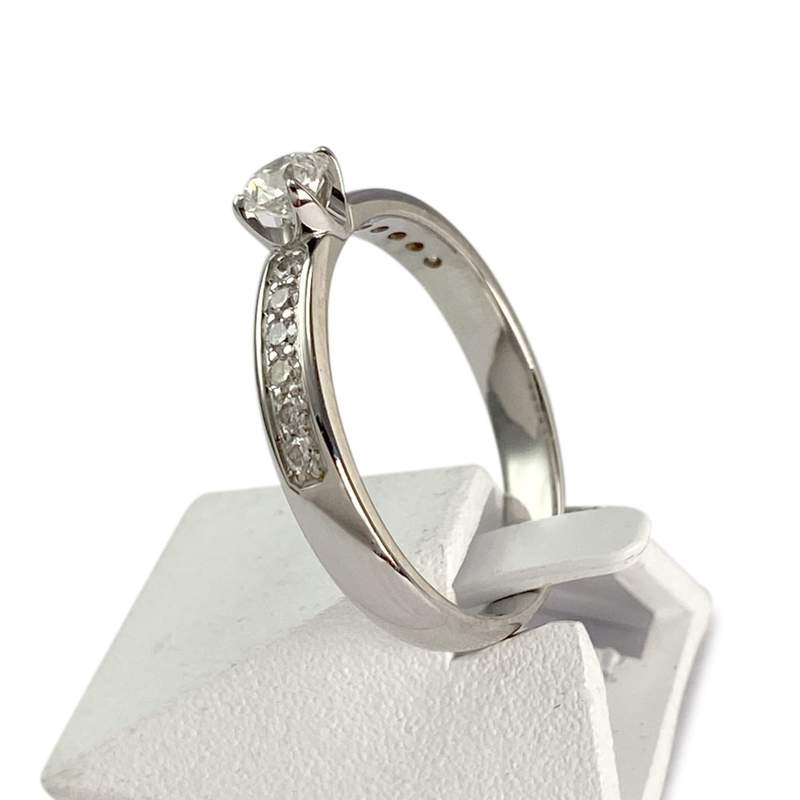 Bague d'occasion or 750 blanc diamants - vue 2