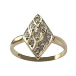 Bague d'occasion deux ors 750 jaune marquise diamants - vue 1
