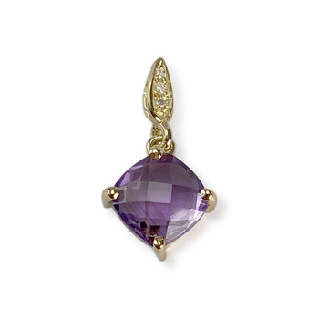 Pendentif d'occasion or 750 jaune améthyste, diamants