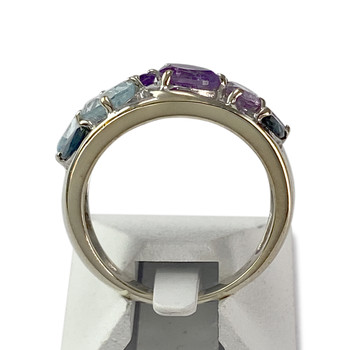 Bague d'occasion or 375 blanc pierres fines