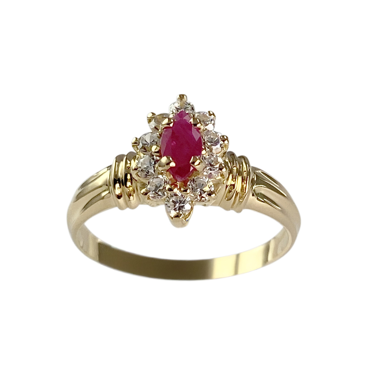 Bague d'occasion or 750 jaune rubis, zirconias