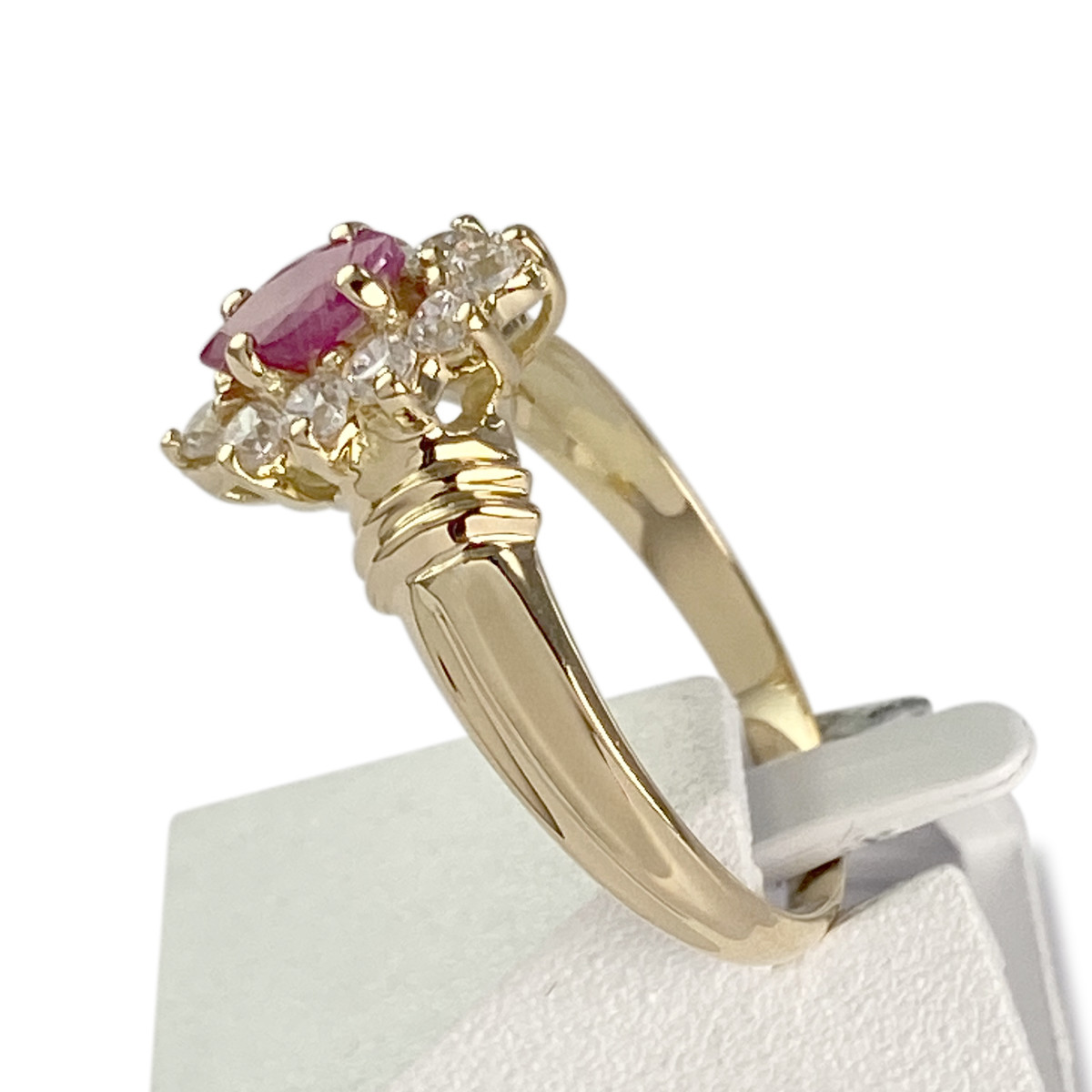 Bague d'occasion or 750 jaune rubis, zirconias - vue 2