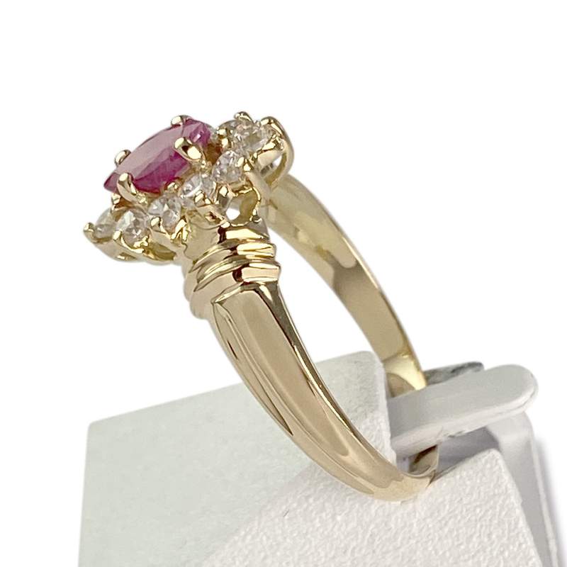 Bague d'occasion or 750 jaune rubis, zirconias - vue 2