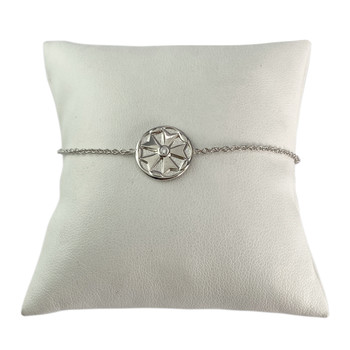 Bracelet d'occasion or 750 blanc maille forçat diamant 0.04 carat