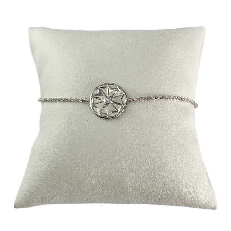 Bracelet d'occasion or 750 blanc maille forçat diamant 0.04 carat - vue 1