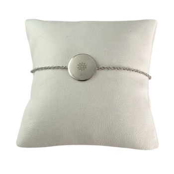 Bracelet d'occasion or 750 blanc maille forçat diamant 0.04 carat