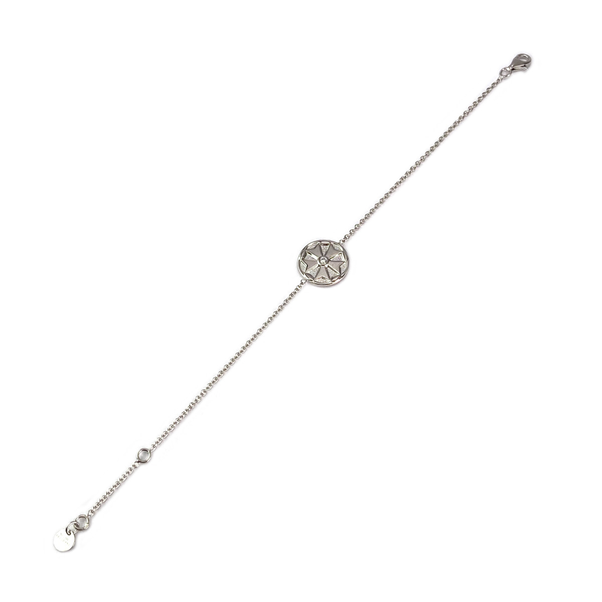 Bracelet d'occasion or 750 blanc maille forçat diamant 0.04 carat - vue 3