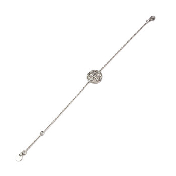 Bracelet d'occasion or 750 blanc maille forçat diamant 0.04 carat