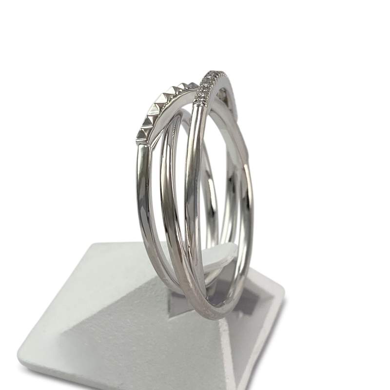 Bague d'occasion or 750 blanc diamants - vue 2