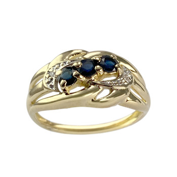 Bague d'occasion  or 750 2 tons saphirs, diamants