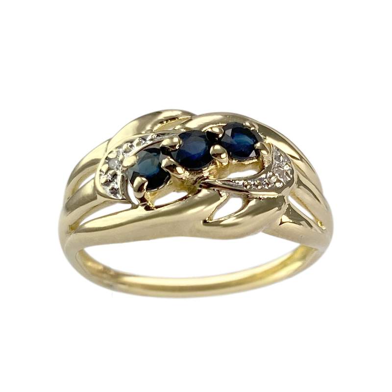 Bague d'occasion  or 750 2 tons saphirs, diamants - vue 1
