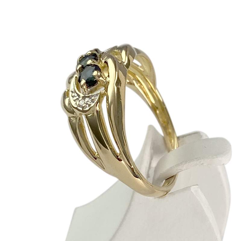 Bague d'occasion  or 750 2 tons saphirs, diamants - vue 2